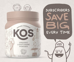 Fine powder on a scoop from KOS Lion's Mane for quick mixing