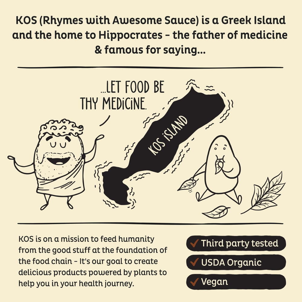 KOS Vegan Protein Powder in kitchen ready for daily use