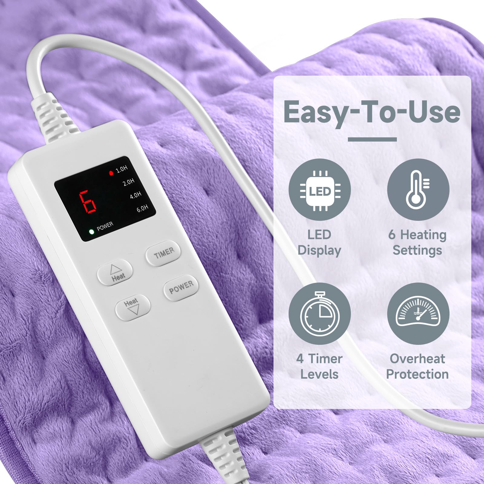 KOT heating pad features auto shut off for safety.
