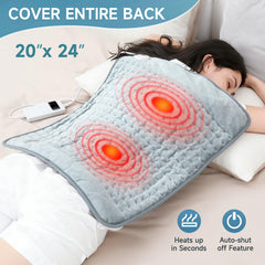 KOT heating pad wrapped around neck and shoulders providing comfortable warmth.