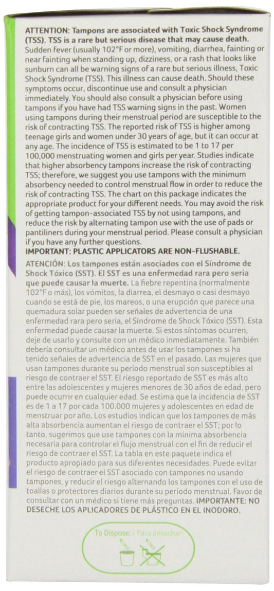 Kotex Security tampons applicator close-up shows smooth insertion design.