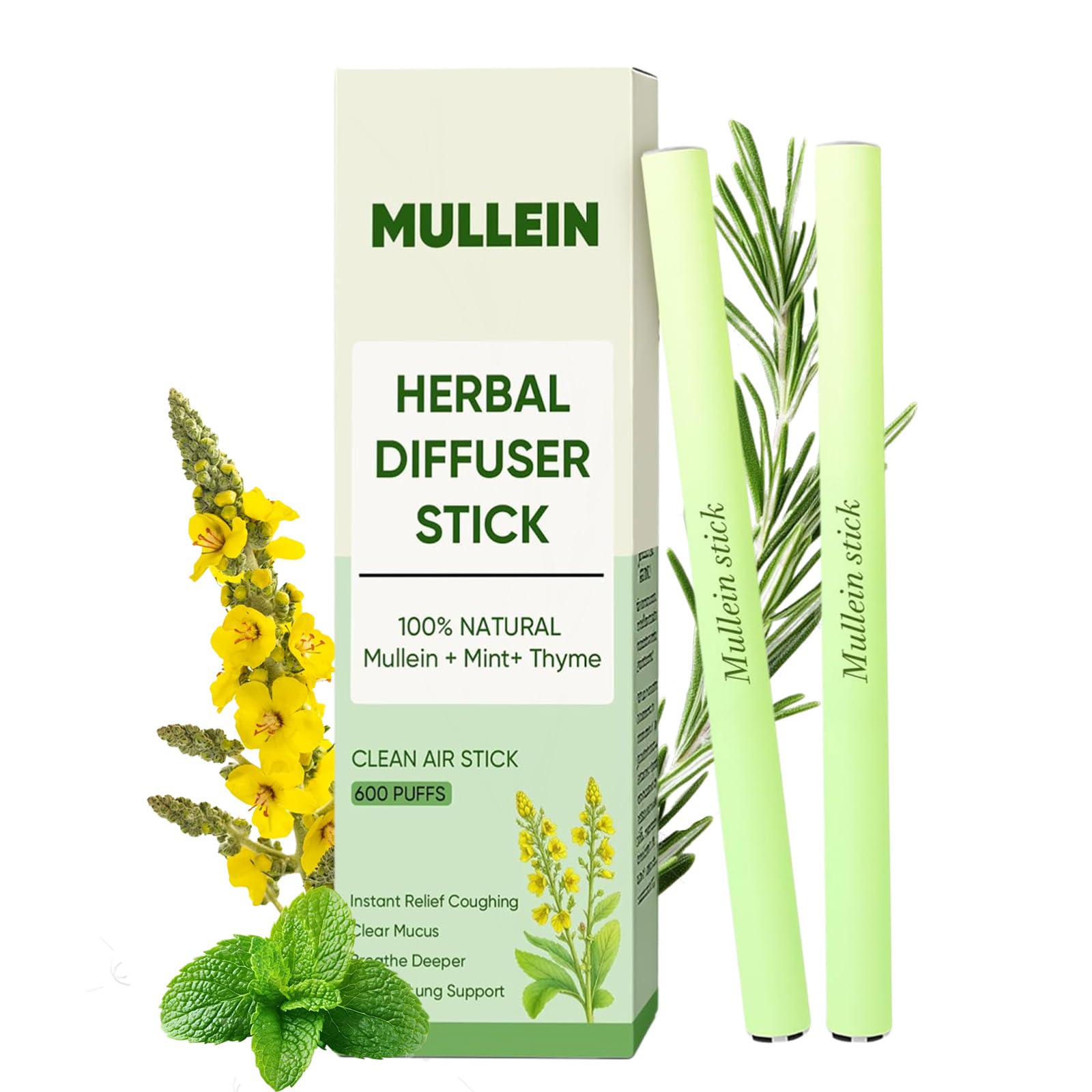KOVGOCY Mullein herbal diffuser packaging highlights natural ingredients for a fresh home aroma.