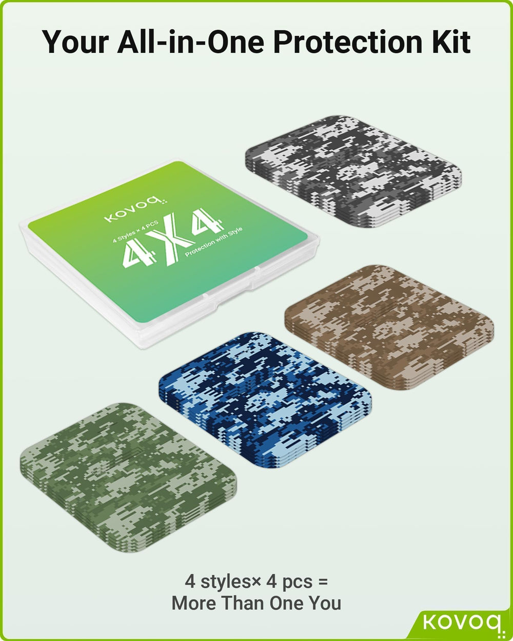 16-pack camouflage sleeves ready for daily use