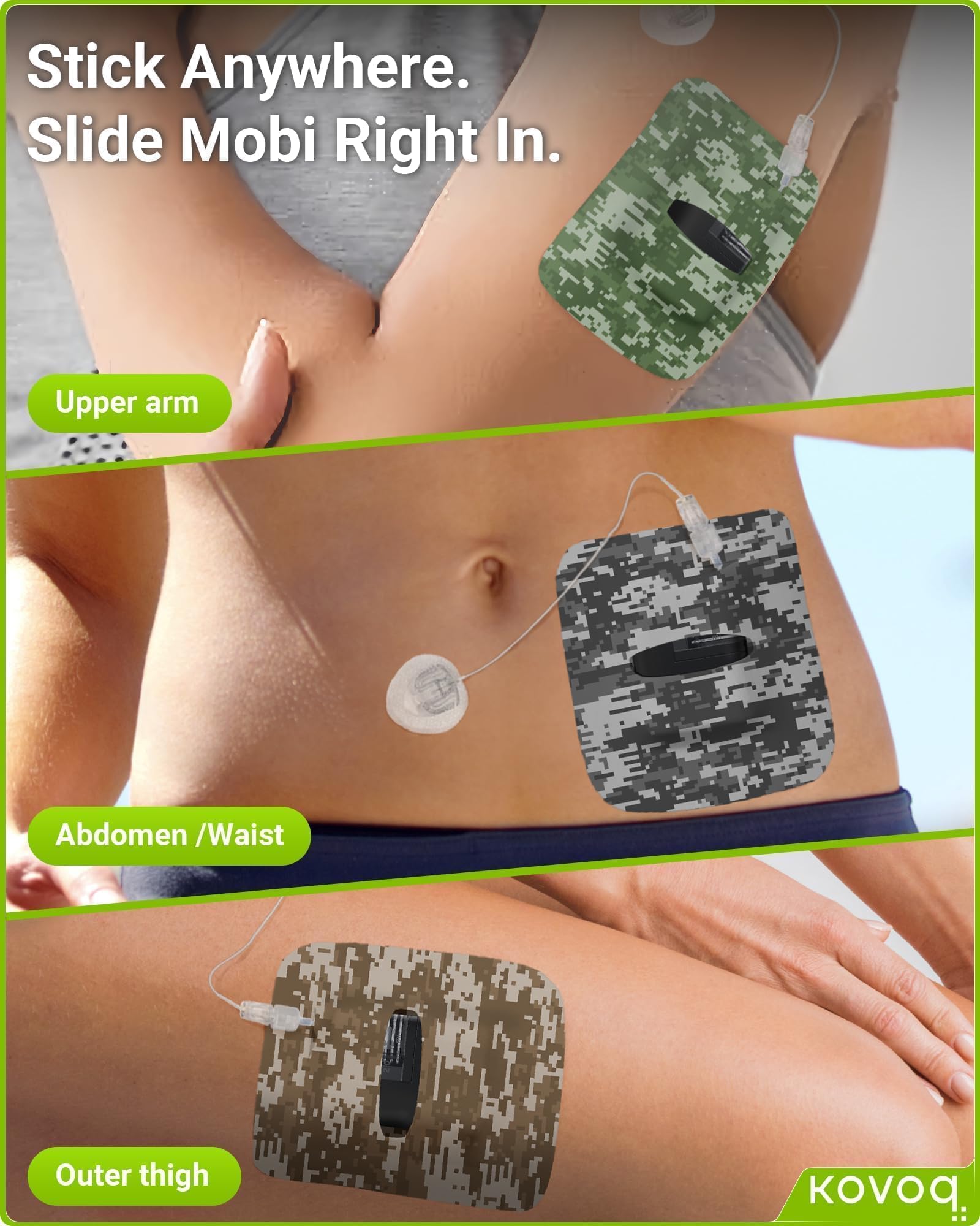KOVOQ Tandem Mobi adhesive sleeve worn for secure daily fit