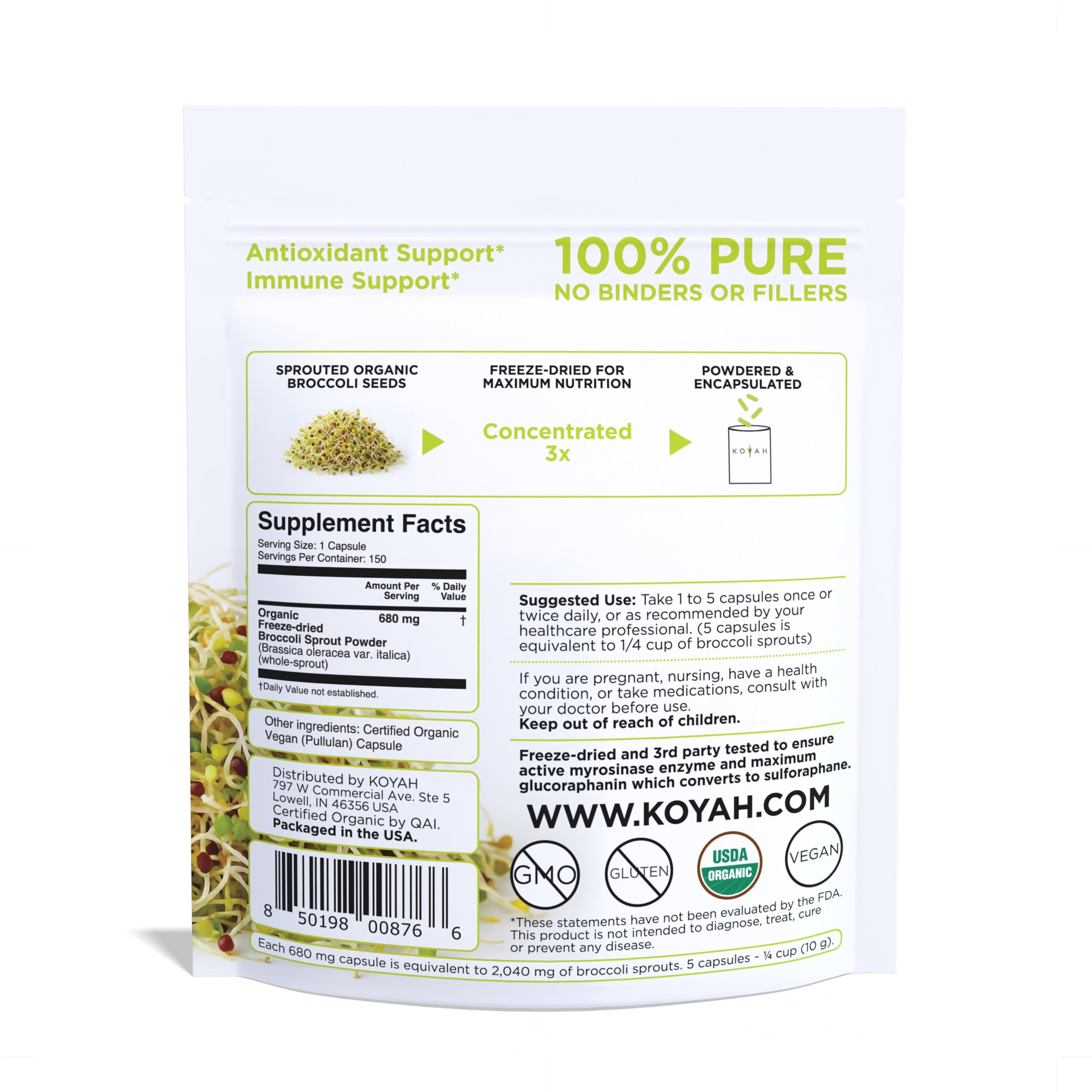 KOYAH freeze-dried broccoli sprouts powder ready to mix