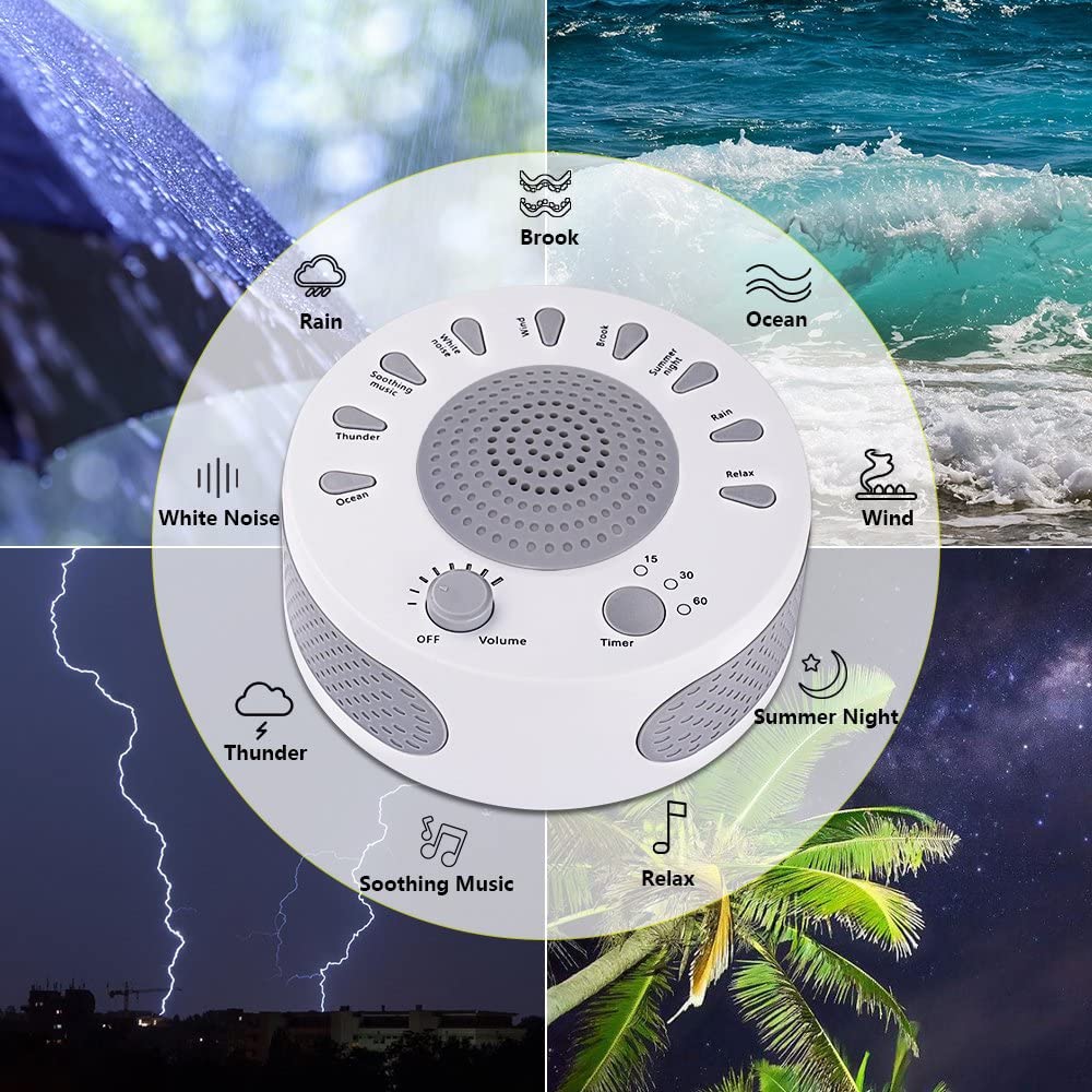 KozyOne device displaying wave sound settings for a restful evening.