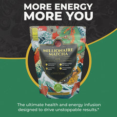 Dairy-free jar of K* PAX Millionaire Matcha reveals gluten-free and sugar-free formula