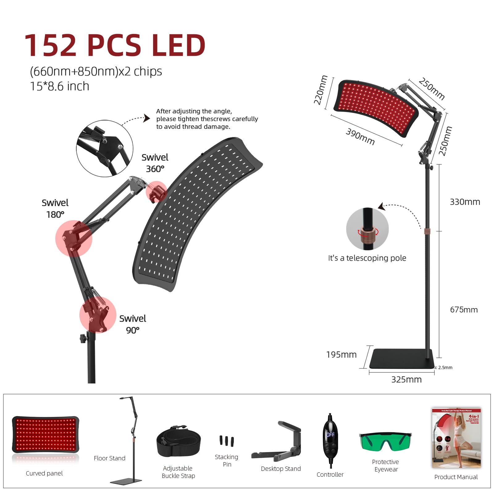 KQO Red Light Therapy Lamp suitable for home or office use
