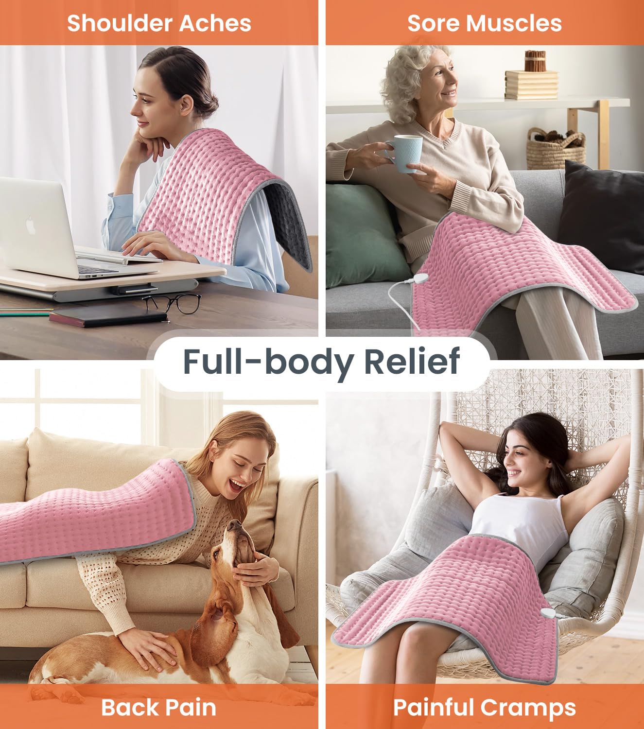 KQPZ heating pad with 4 timers and auto-off for safe use.