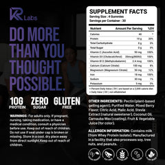 KR Labs zero-carb sugar-free formula gummies for keto and low-carb diets.