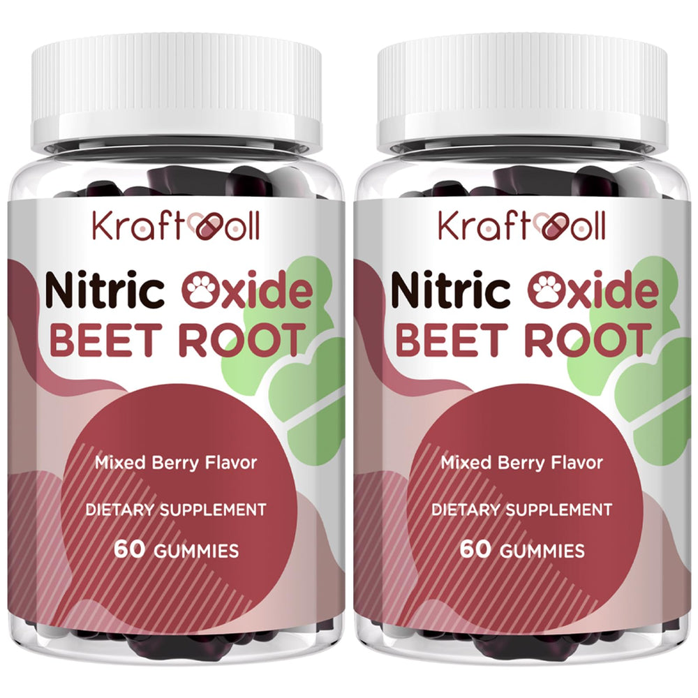 Kraftvoll Nitric Oxide Beet Root Gummies front label highlighting sugar-free formula.