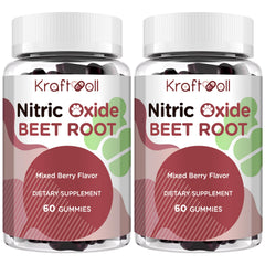 Kraftvoll Nitric Oxide Beet Root Gummies front label highlighting sugar-free formula.
