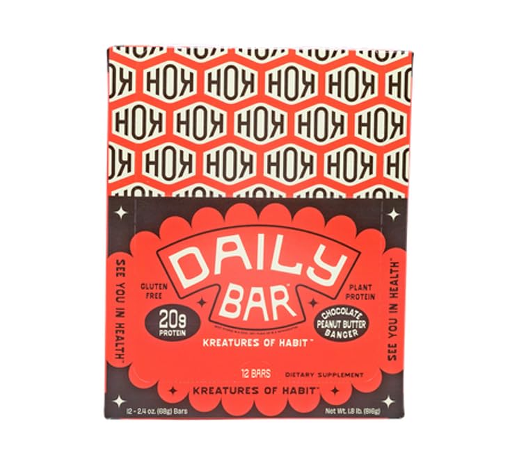 Kreatures of Habit Daily Bar gluten-free label, gluten-free and clean ingredients