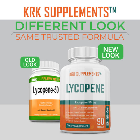 KRK Supplements Lycopene 50mg two-bottle bundle packaging for convenient daily use.