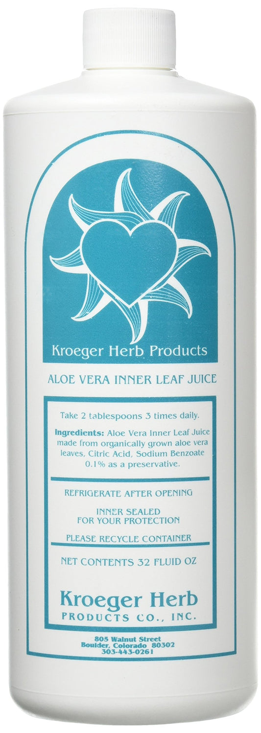 Kroeger Herb Aloe Vera Gel inner leaf bottle pour for easy daily application.