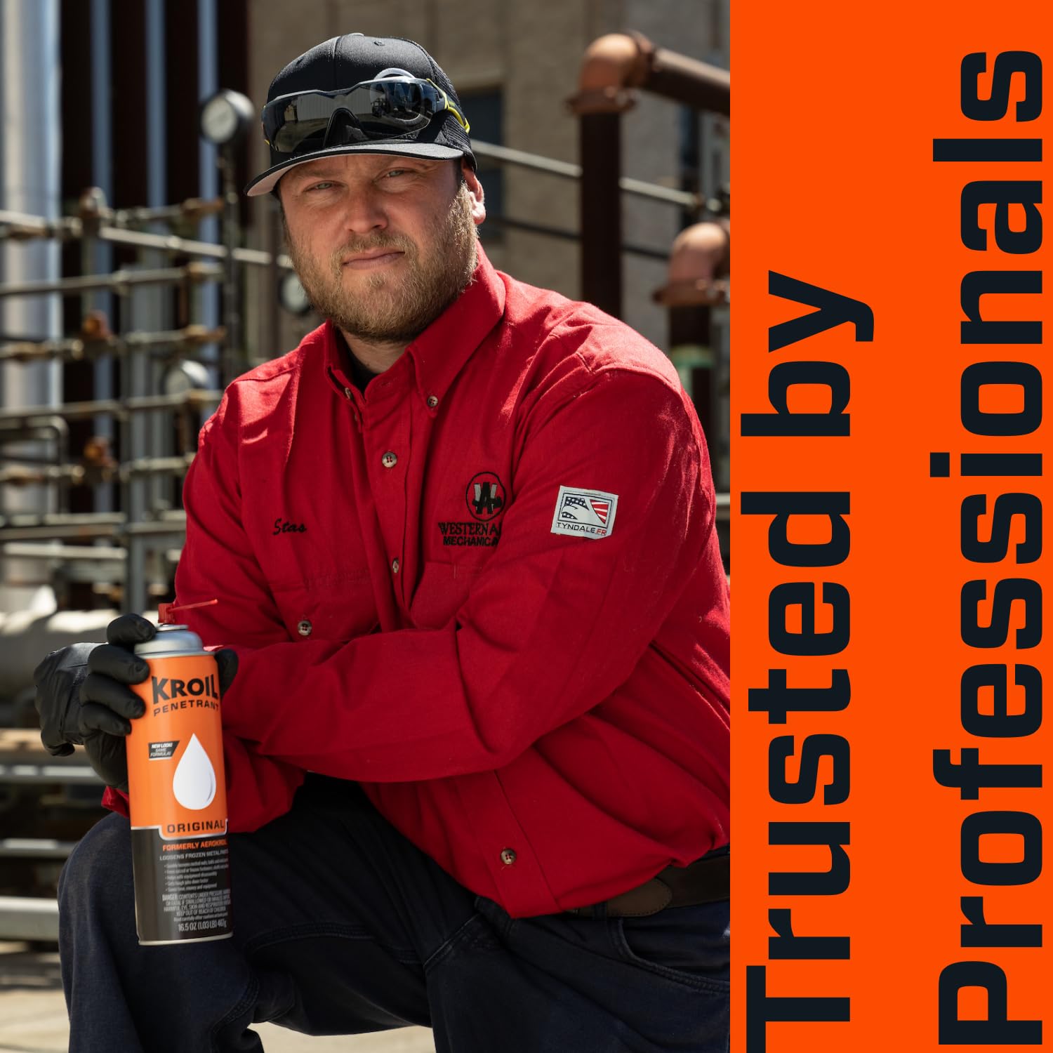 Kroil Original Penetrant on rusted hinge demonstrates lubrication and protection.