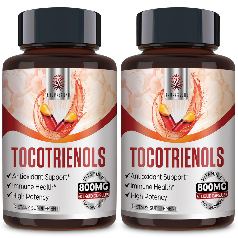 Kroppssund Tocotrienol full spectrum bottle with 120 capsules for daily antioxidant support.