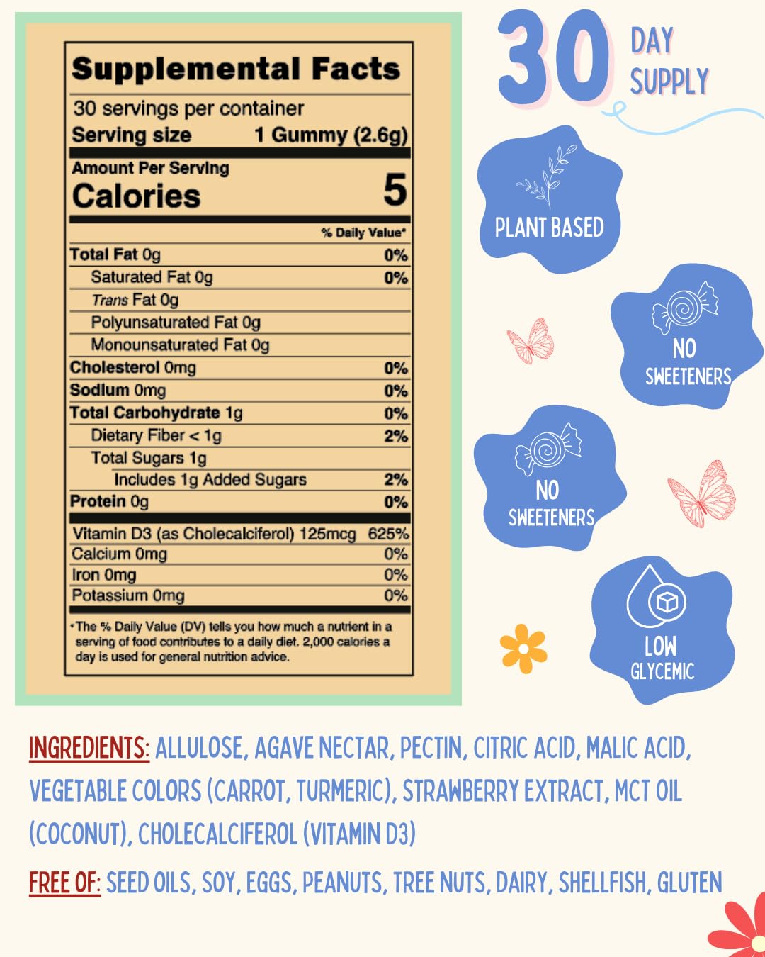 Close-up of Krunchy Kids gummies highlighting strawberry flavor