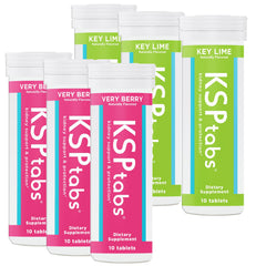 KSPtabs berry-lime effervescent tablet dissolving in water for convenient hydration.