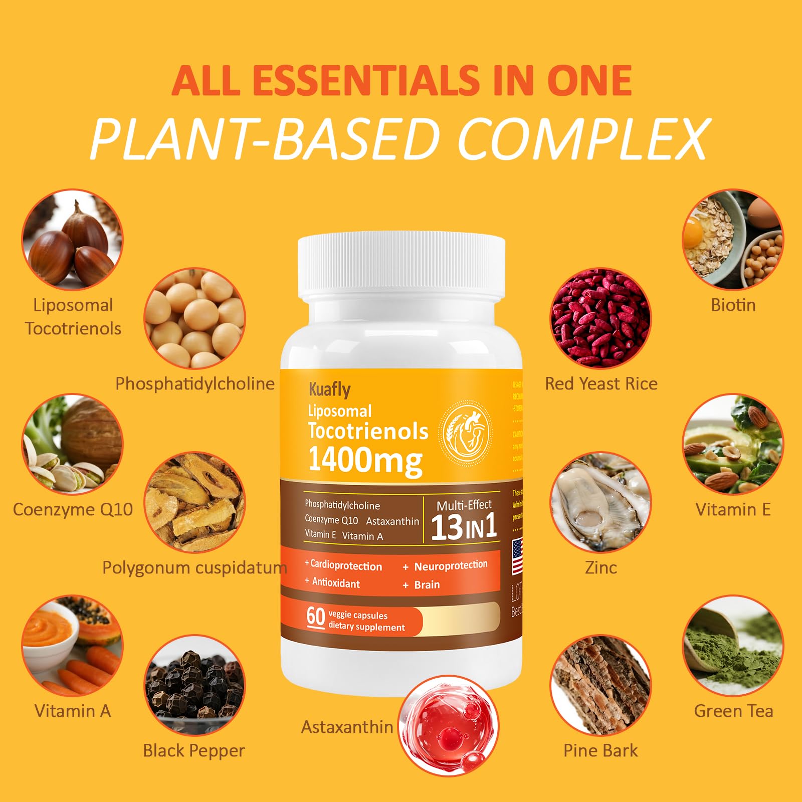KUAFLY label highlights gluten-free and dairy-free formulation.