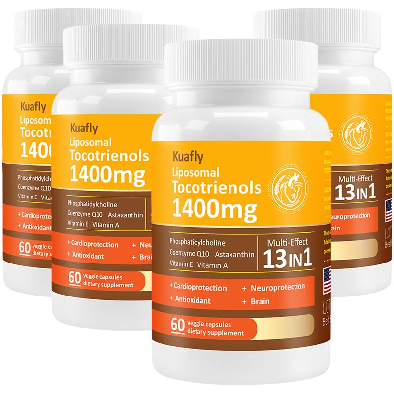 KUAFLY liposomal tocotrienols bottle front displaying high-potency vitamin E blend.