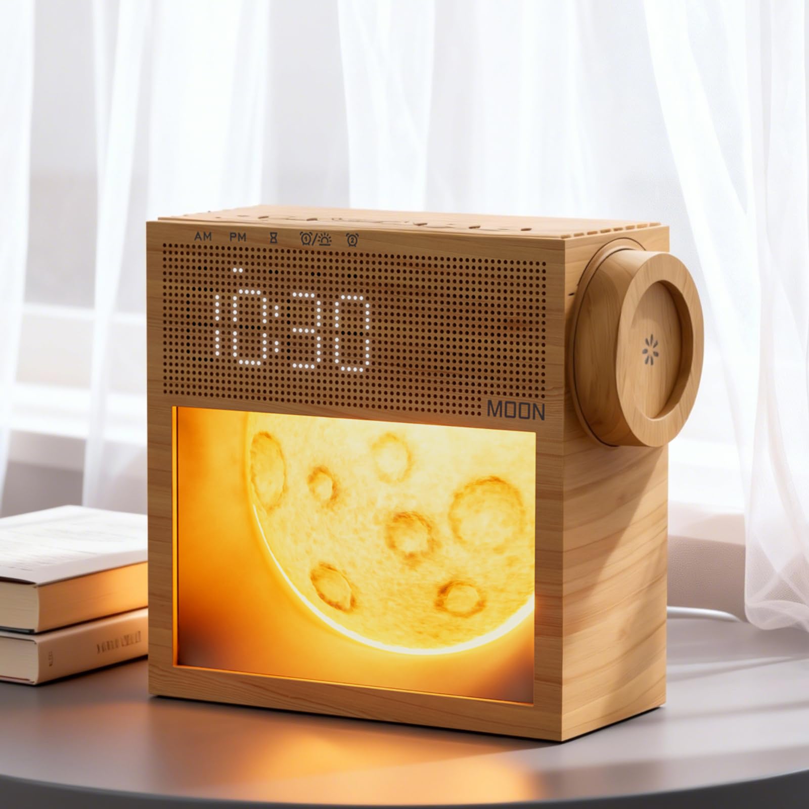 KuflooQ sunrise alarm clock showing gentle dawn for natural wake-up