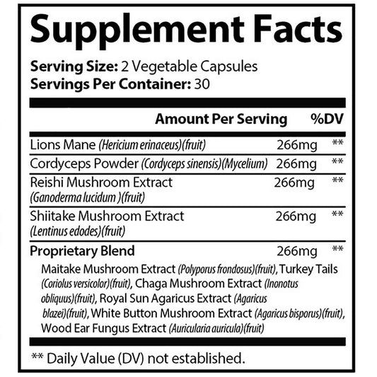 KUHTEM Dr Loves Roar Lions Mane capsules close-up for memory support.