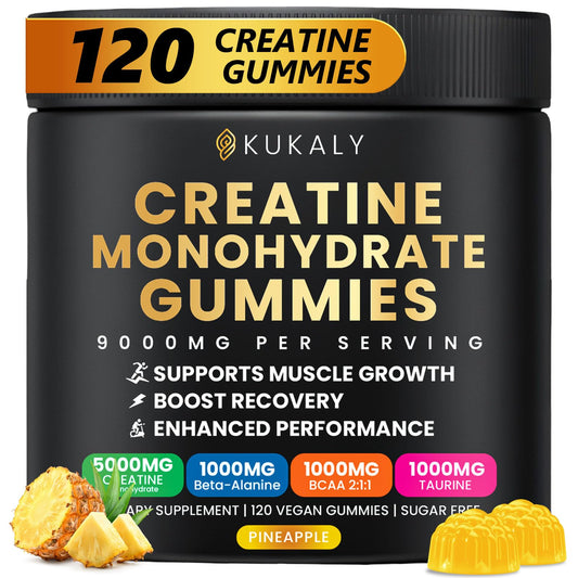 Kukaly Creatine Gummies pineapple bottle for daily supplementation