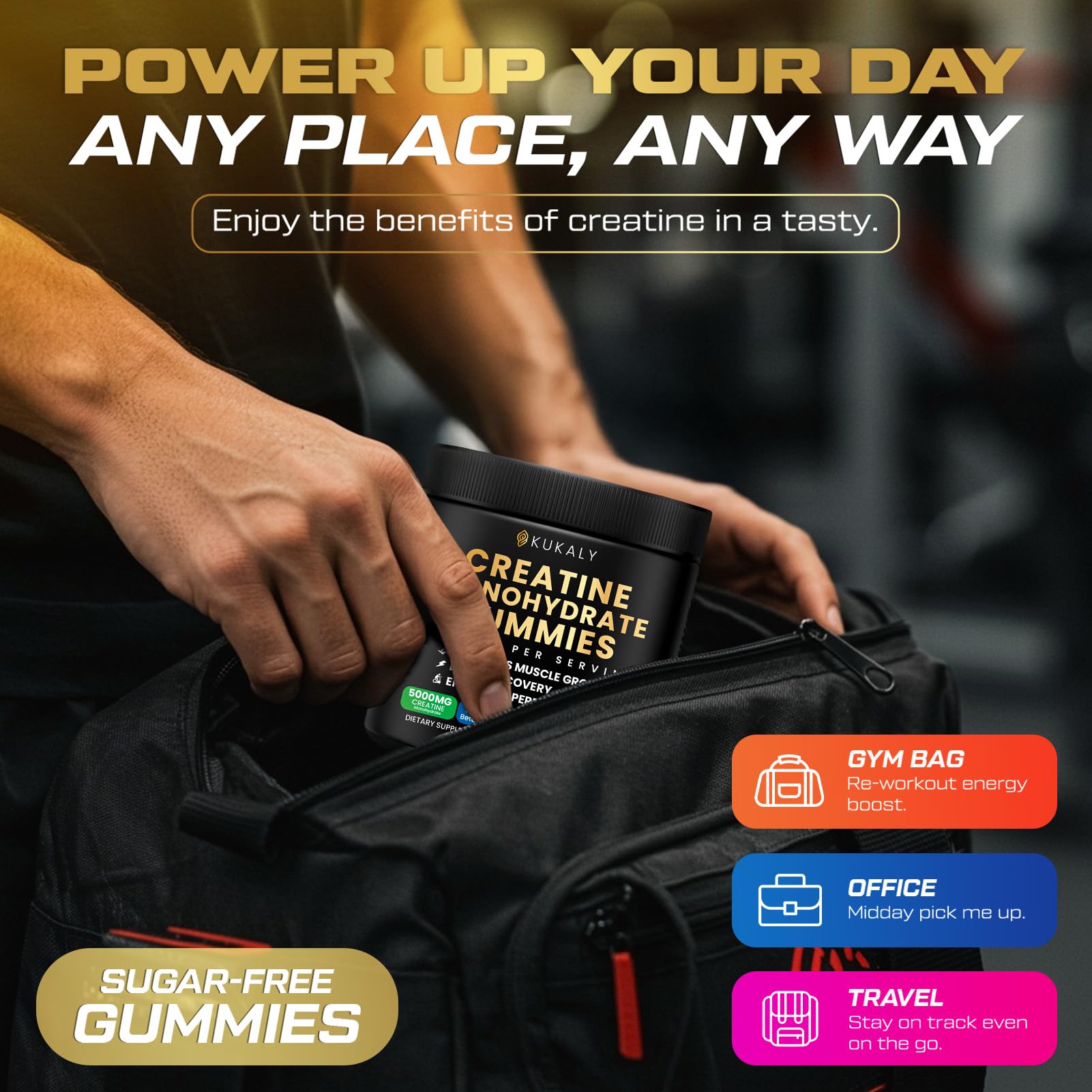 Kukaly Creatine Gummies pineapple chew offers tasty training support