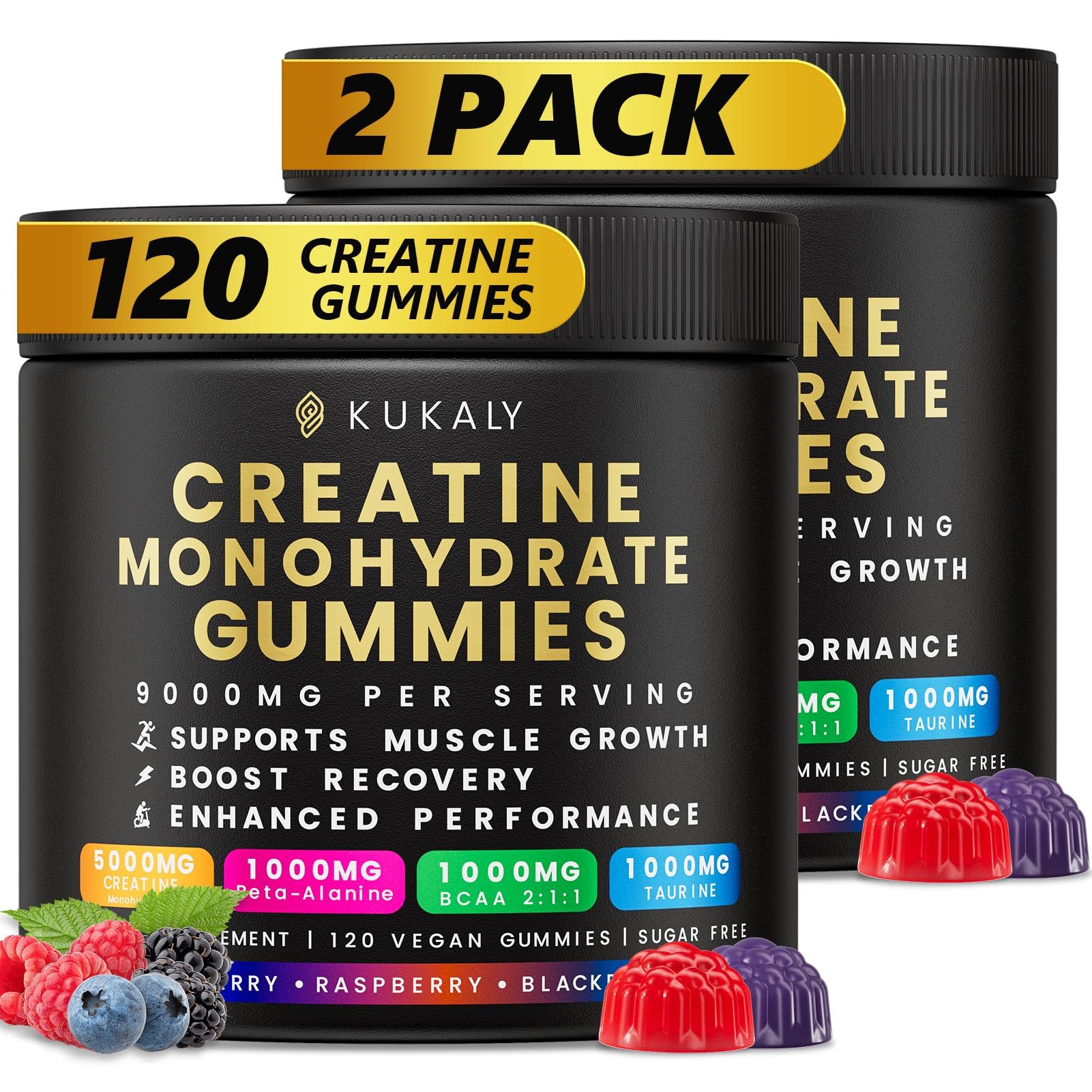Kukaly Creatine Gummies bottle—portable power for workouts on the go