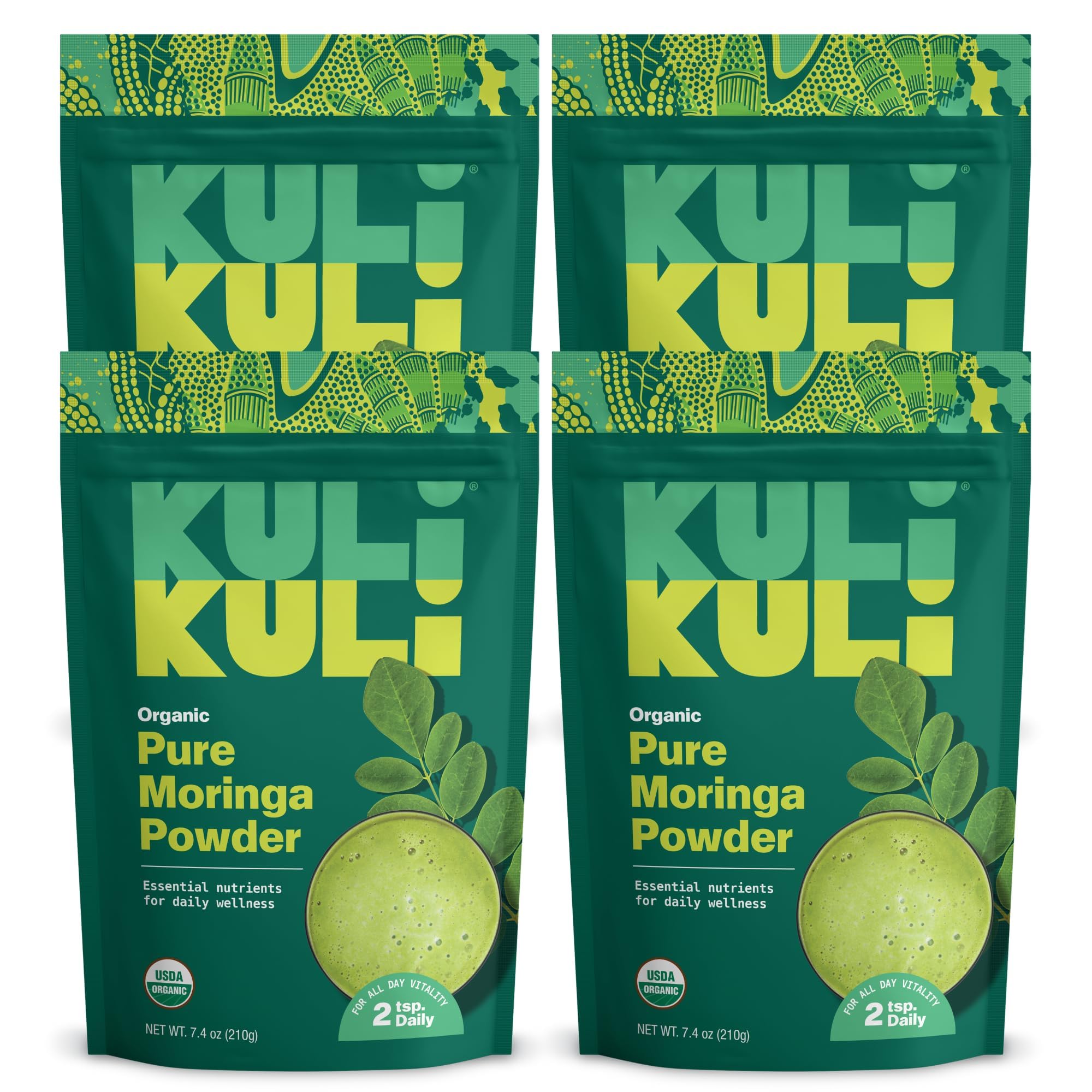Kuli Kuli Moringa powder tub with scoop, convenient daily greens