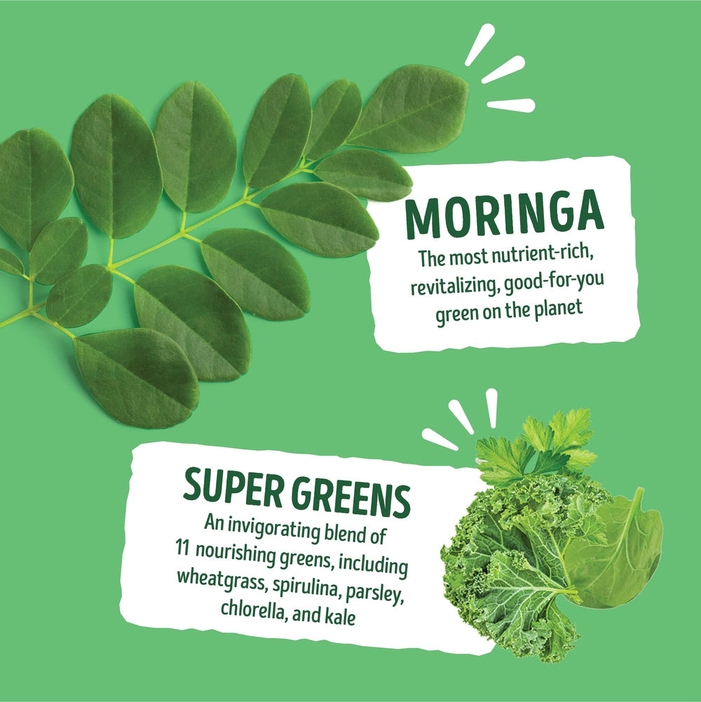 Moringa leaf ingredients close-up used in Kuli Kuli gummies for nutrient-rich bites.
