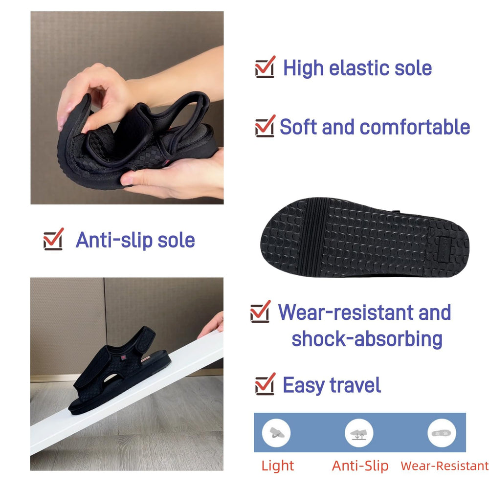 KUMUROETA open toe diabetic sandals adjustable strap close-up for easy wear