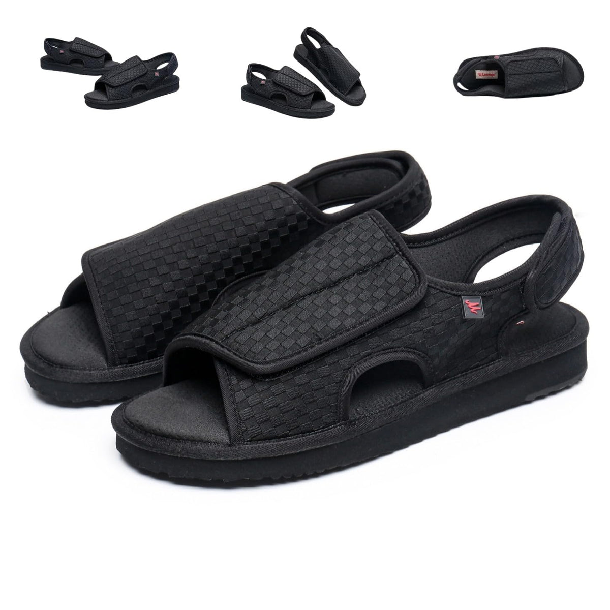 KUMUROETA open toe diabetic sandals front view shows wide fit for swollen feet