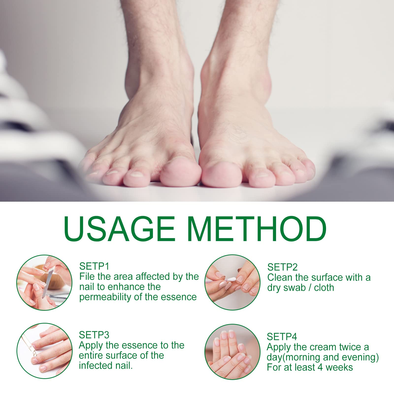 KUNLEN Nail care steps visual implies simple daily routine for healthier nails.