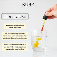 Kurk Essential vanilla flavor drops bottle ready to blend into beverages for taste and routine.