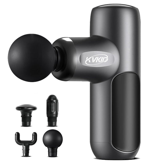 KVKID Mini Massager Gun front view shows compact ergonomics for on-the-go relief.