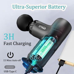 KVKID Mini Massager Gun Type-C charging allows quick power on the go.