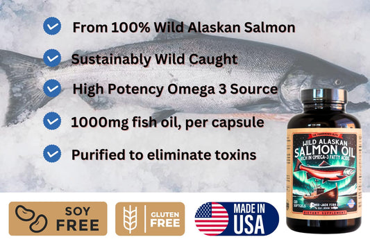 Kwee-Jack Wild Alaskan Salmon Oil softgels ready for daily consumption.