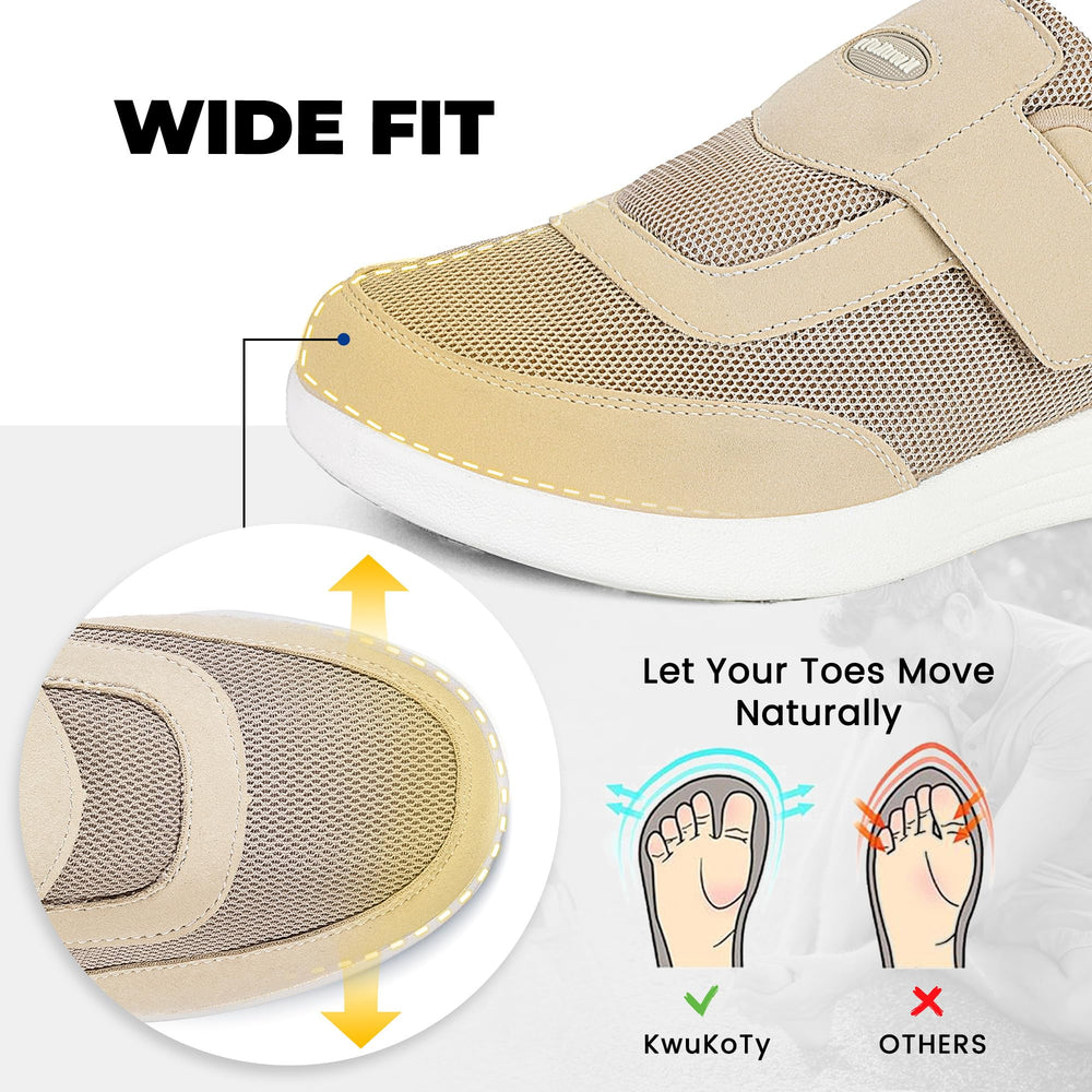 KWUKOTY slip-on design orthopedic shoes for women for easy on/off and breathable mesh.
