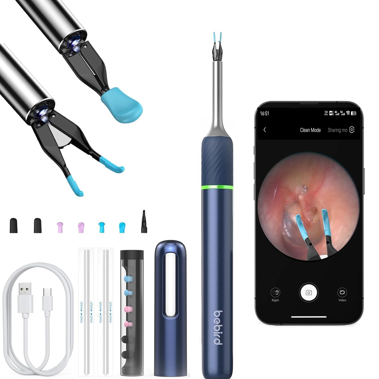 KWYBOW Note5 otoscope camera shows a clear inside-ear view for careful cleaning.
