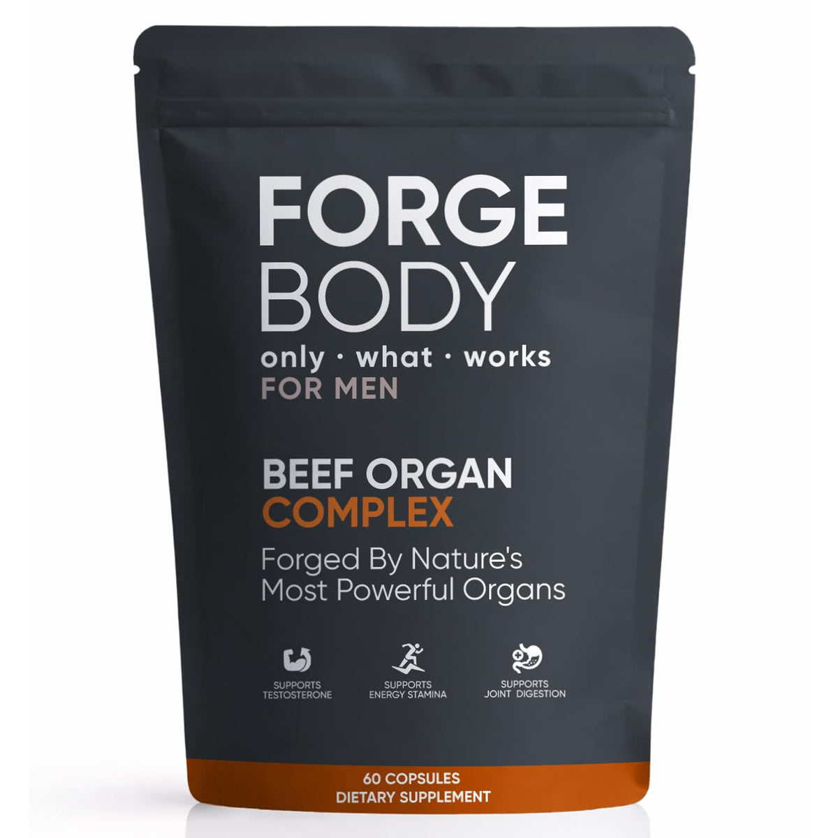 KXVUDE Forgebody beef organ bottle with capsules for daily wellness.