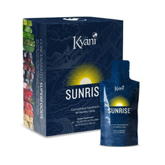 Close-up of Kyani Sunrise pouches highlighting portable on-the-go nutrition.