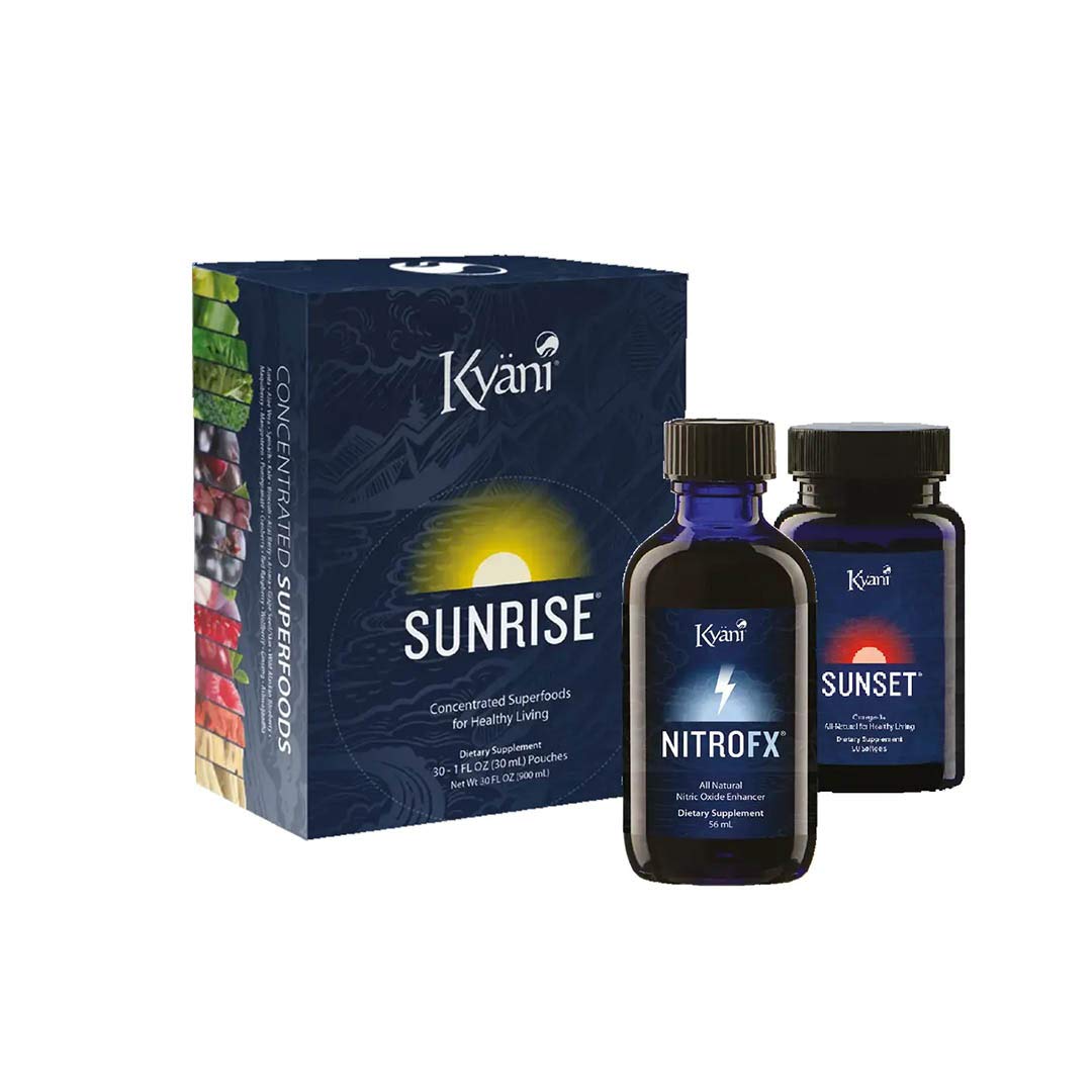 Kyani Triangle of Health FX Sunrise 30 packs, ideal for daily nutrient support during busy mornings.