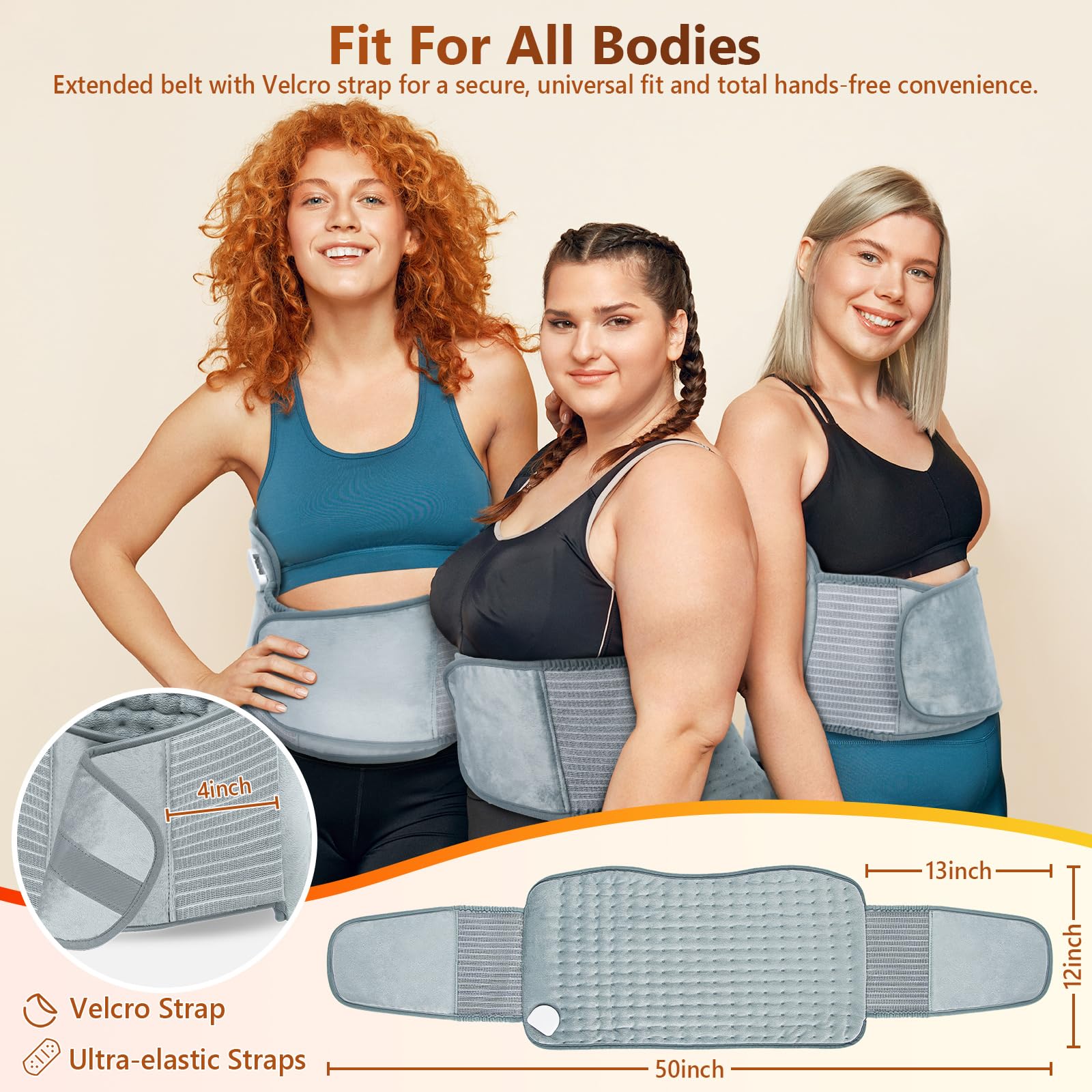 Kyehuy 26-inch adjustable strap keeps the pad securely around the waist.