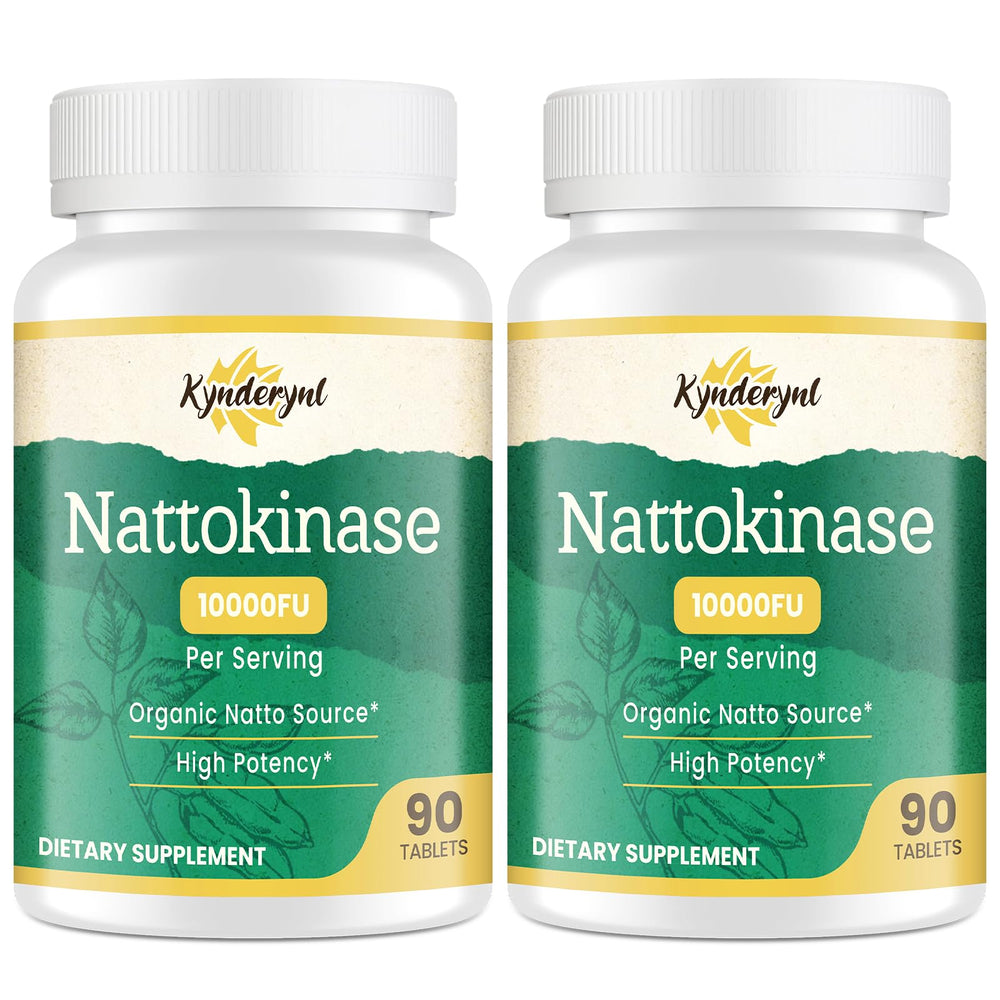 Kynderynl nattokinase bottle front showing high-dose formula for circulation support.