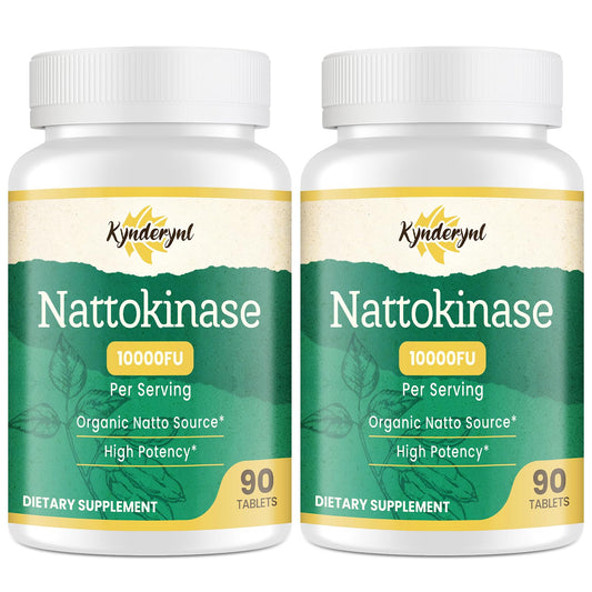 Kynderynl nattokinase bottle front showing high-dose formula for circulation support.