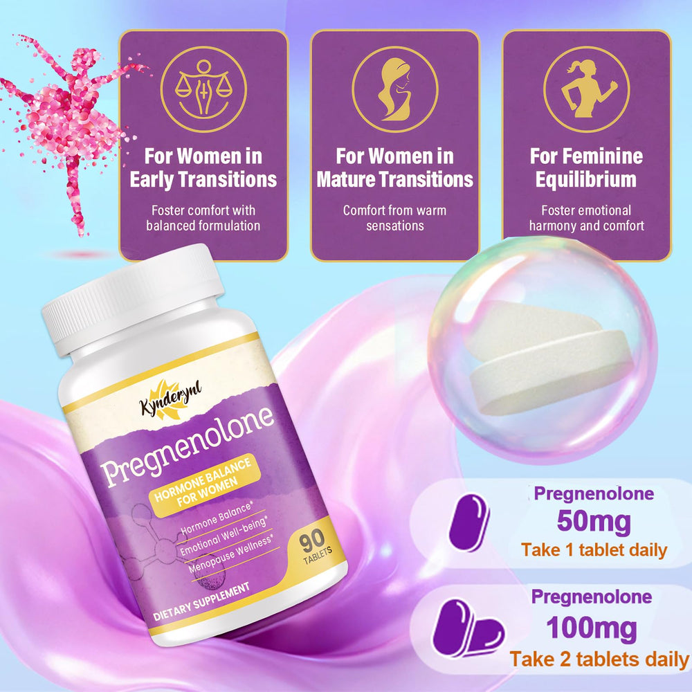 Kynderynl Pregnenolone 50mg tablet ready for easy daily use.