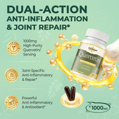 Kynderynl Quercetin 1000mg softgels label closeup highlighting potency and clean formula