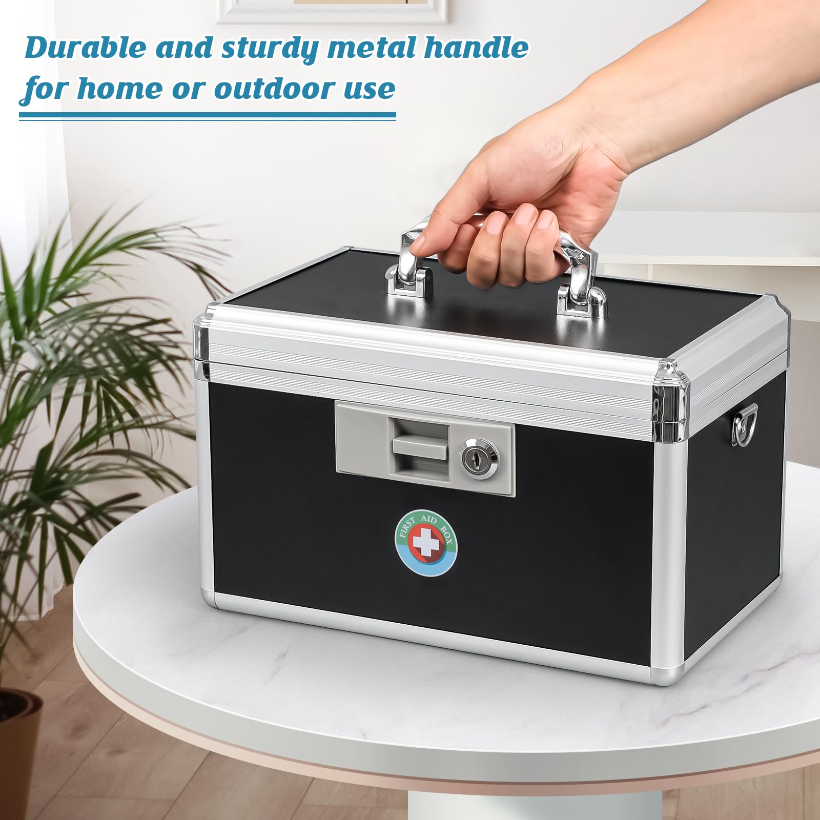 Interior capacity accommodates various medicines while compact exterior saves space.